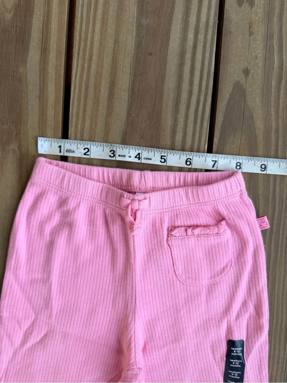 Baby Gap Girls 6-12M Pink Ribbed Pants Ruffle Pocket NWT